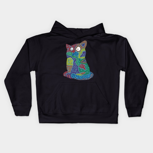 Patchwork Cat Kids Hoodie by NightserFineArts